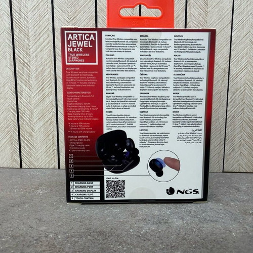 NGS Artica Jewel Black Earbuds wireless Bluetooth new