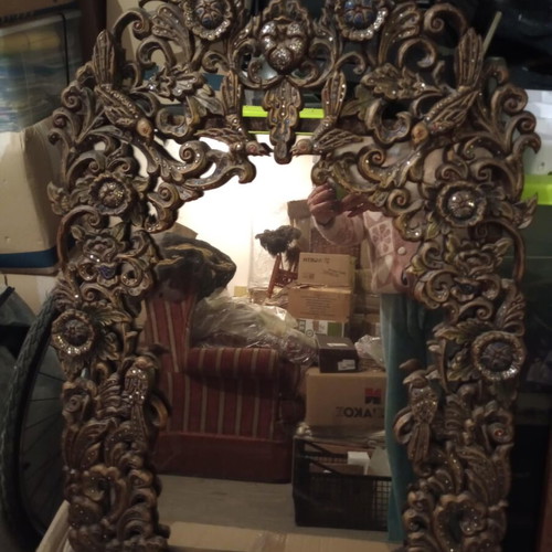Carved wooden mirror from Thailand like new