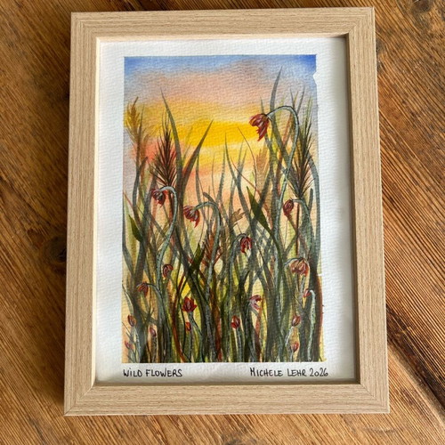 Watercolor in frame new, handmade 22x17