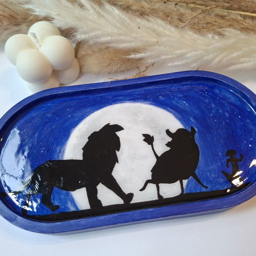 Handmade plaster tray painted with acrylics and UV resin finish