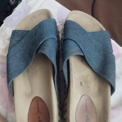 Pare Gabia espadrilles platform sandals size 38, denim fabric