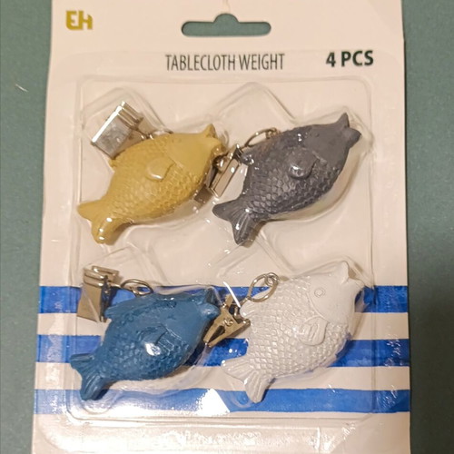 Tablecloth weights set of 4 fish design by Excellent Houseware new