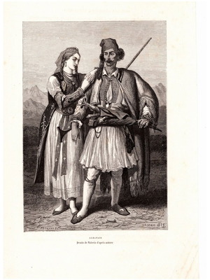 Authentic engravings used, pack of 3, 1880, costumes theme
