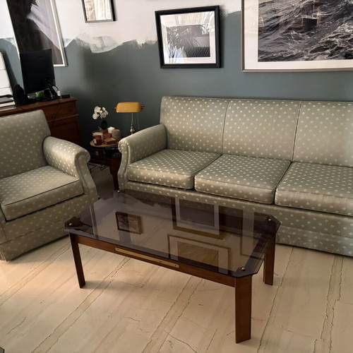 Retro 60s living room set used, sofa, armchairs, and tables