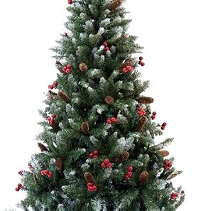 Χριστουγεννιάτικο δέντρο, χιονισμένο, με γκι, κουκουνάρια και μεταλλική βάση