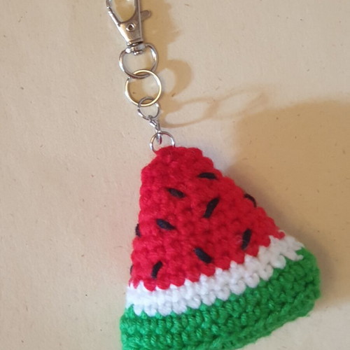 Watermelon Slice Handmade Crochet Keychain new, colorful