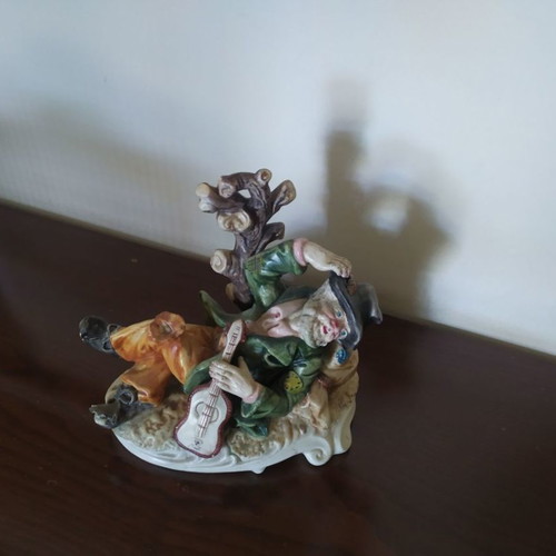 Antique table decoration elderly gentleman faience like new