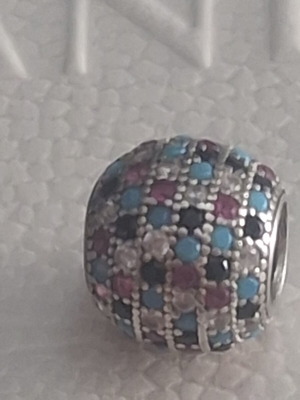 Charm silver 925 decorated with multicolored zircon stones like new