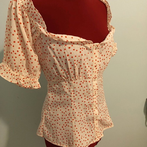 ASOS Romantic Polka Dot Top Like New, XS, White and Red