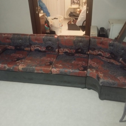 Corner sofa 3 pieces used, 245x190 cm, modern fabric