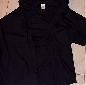 Κλασσικό μαύρο κοντομάνικο πουκάμισο