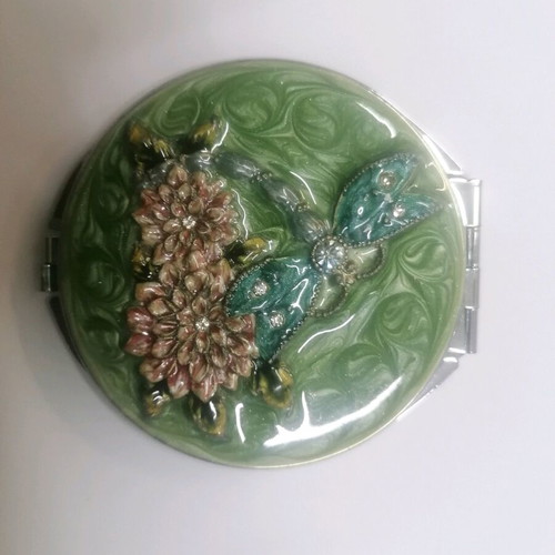 Double compact mirror new with magnifying side
