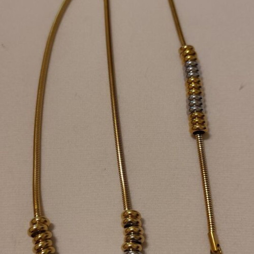 Two-tone necklace and bracelet set made of stainless steel, new