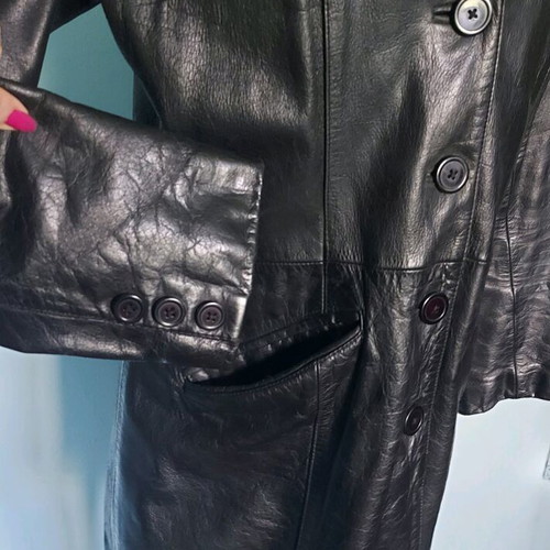 Women's leather coat used, branded, black