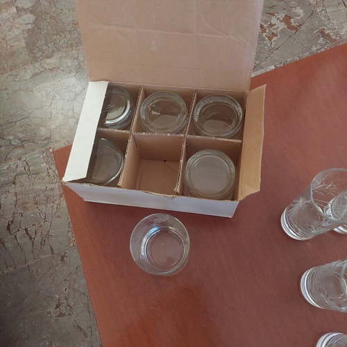 Vintage glassware set 38 pieces with engraved design