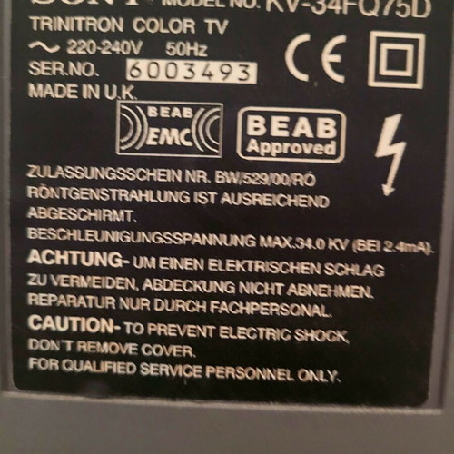 Sony Trinitron KV-34FQ75D TV like new with stand and decoder