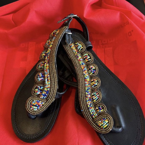 Sandals with Beads New, Size 40, Ethnic Style