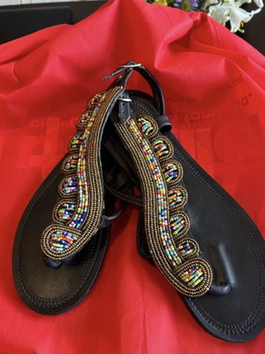 Sandals with Beads New, Size 40, Ethnic Style