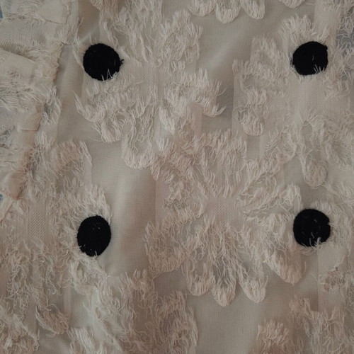 Shein romantic beige blouse with black polka dots and velvet ribbon