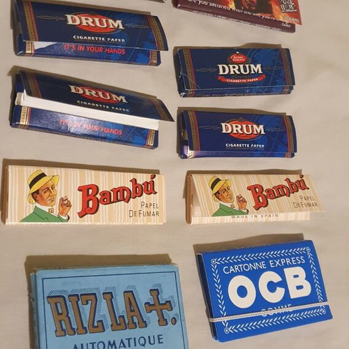 Vintage cigarette paper collection used, 13 packs including Bob Marley and Rizla