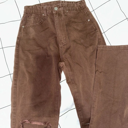 Brown straight-leg jeans new, size S