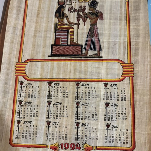 Authentic Papyrus from Cairo 1993 Calendar 1994 like new
