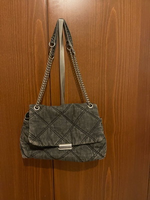 Denim shoulder bag gray like new with chain strap