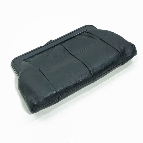 Vintage black leather oversized clutch bag, 31cm