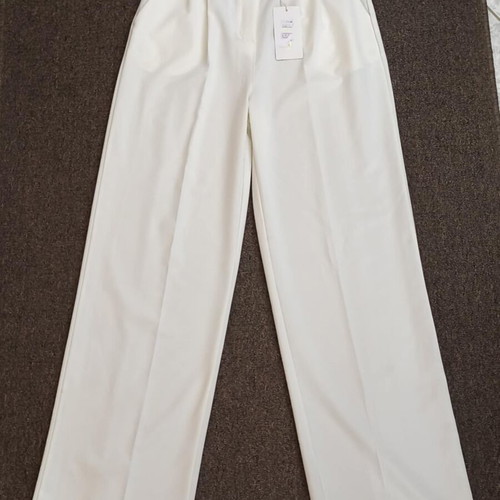 High-waist straight-leg pants vanilla color size M new