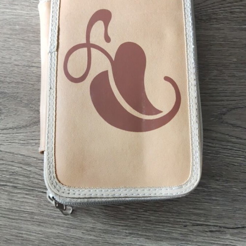 Double beige pencil case, complete