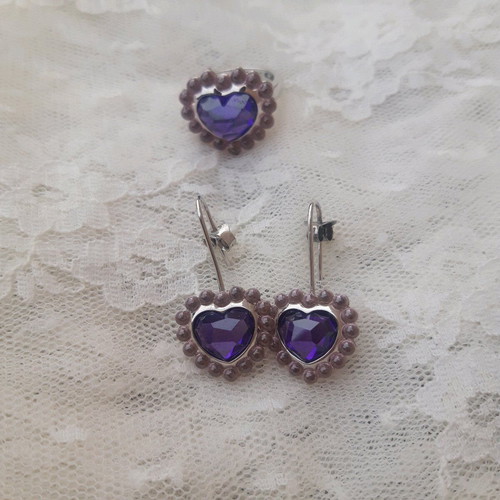 Lousir silver set with purple heart zirconia like new