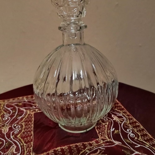 Vintage Glass Carafe with Ribbed Design like new