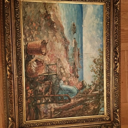 Zenetzis painting with frame authentic artwork