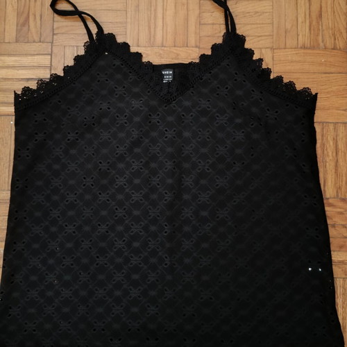 Shein black eyelet lace camisole top, large