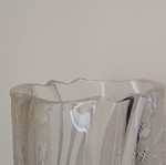 Vintage heavy crystal vase with embossed carved flowers (Retro 1960-1970)