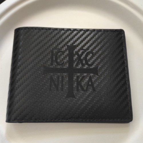 Wallet with printed Christogram IC XC NIKA like new, black
