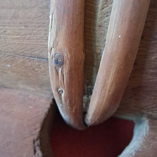 Wooden jug 1910 with handmade nails and state control stamp