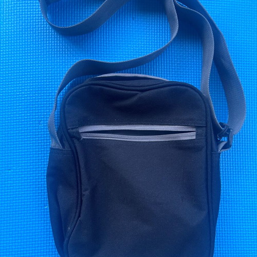 Admiral black crossbody messenger bag used with broken rear zipper