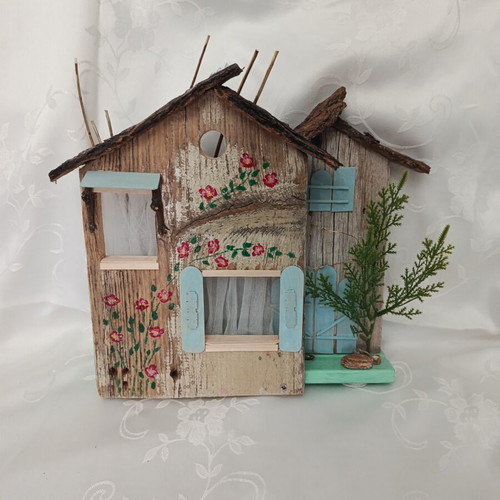 Handmade wooden decorative item with LED lights