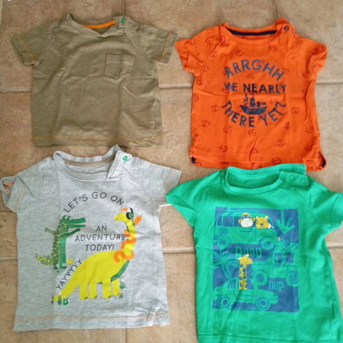 Mothercare set of four short-sleeve baby shirts 6-9 months like new