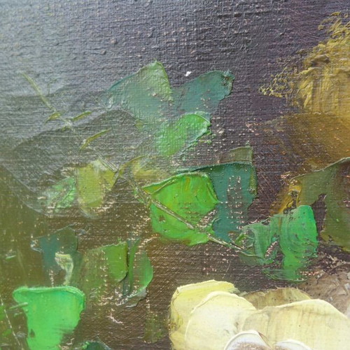 Oil painting vase with roses on canvas like new
