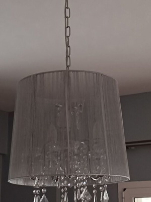 Φωτιστικό 5φ μεταχειρισμένο, μοντέρνο ασημί με κρύσταλλα Asfour