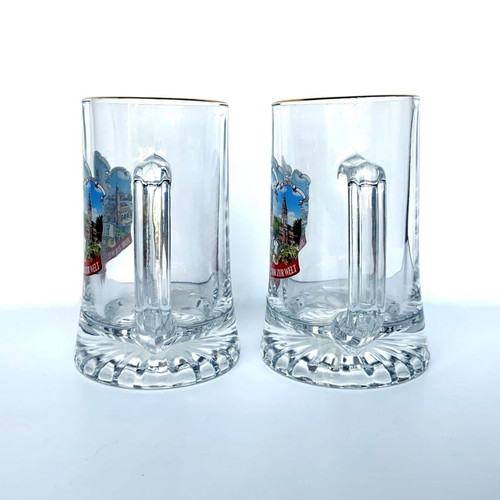 German Hamburg Beer Glass Mugs 0.5 Liter New Set of 2