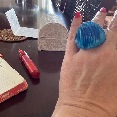 Murano ring new, handmade in blue shades