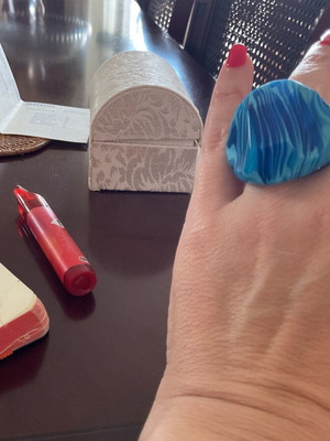 Murano ring new, handmade in blue shades