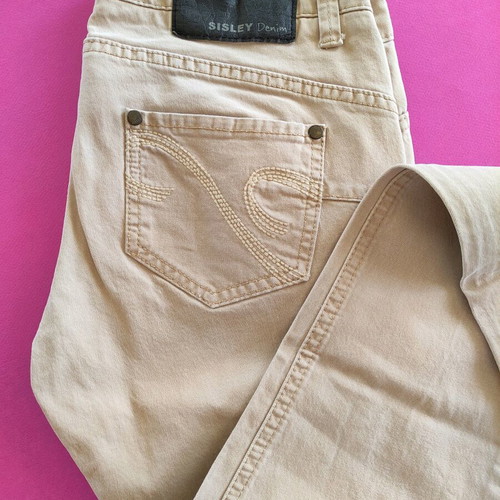 Sisley denim skinny beige jeans used, size 27 Y2K style