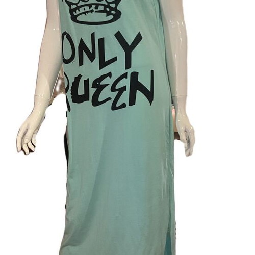 Cotton maxi dress L new, greenish color