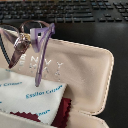 Envy Computer Glasses like new, purple and silver frame, blue light filter