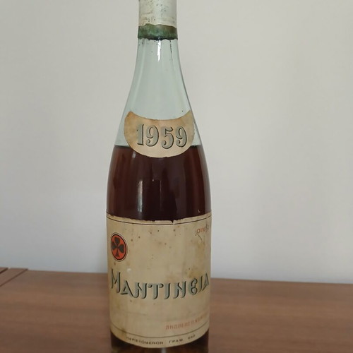 Mantineia 1959 sealed collectible wine bottle, Andreas Kampas