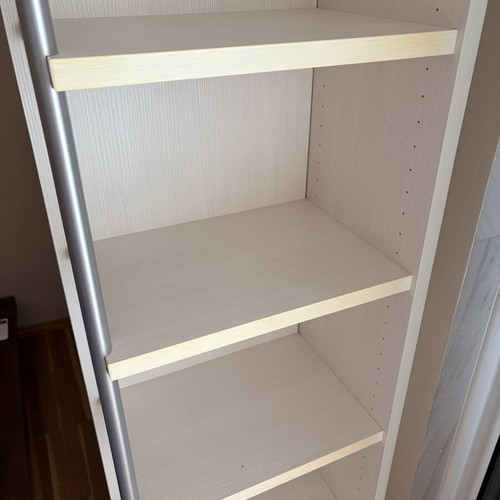 Neoset bookshelf used, white wood and metal, 6 shelves